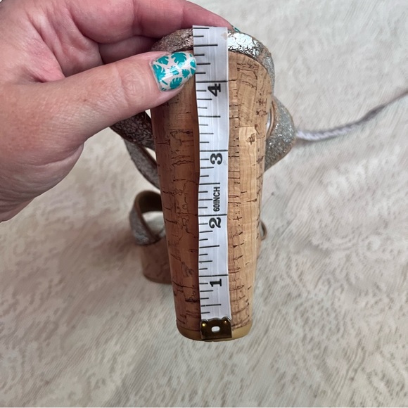 Stuart Weitzman Annex Penny cracked metallic ankle wedges - Picture 10 of 11